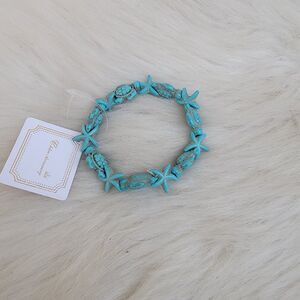 Wmns Beaded Stretch Bracelet Sea Turtle Star Fish Coastal Jewelry Beachy Boho